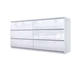 Chest of drawers 1500x376x730 mm Bright MDF white gloss